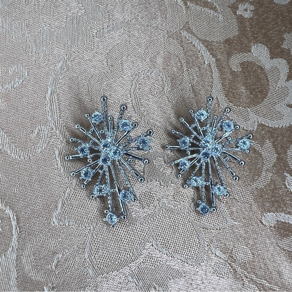 VINTAGE AVON SILVER EARRINGS RHINESTONE ACCENT HOLIDAY GIFT RETRO - Picture 5 of 8